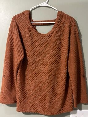 BKE Burnt Orange Textured Knit Sweater